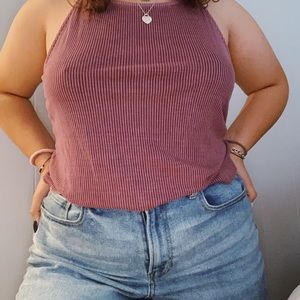 Ribbed purple tank top worn once